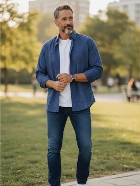 Calvin Klein Men's Navy Circle Print Shirt